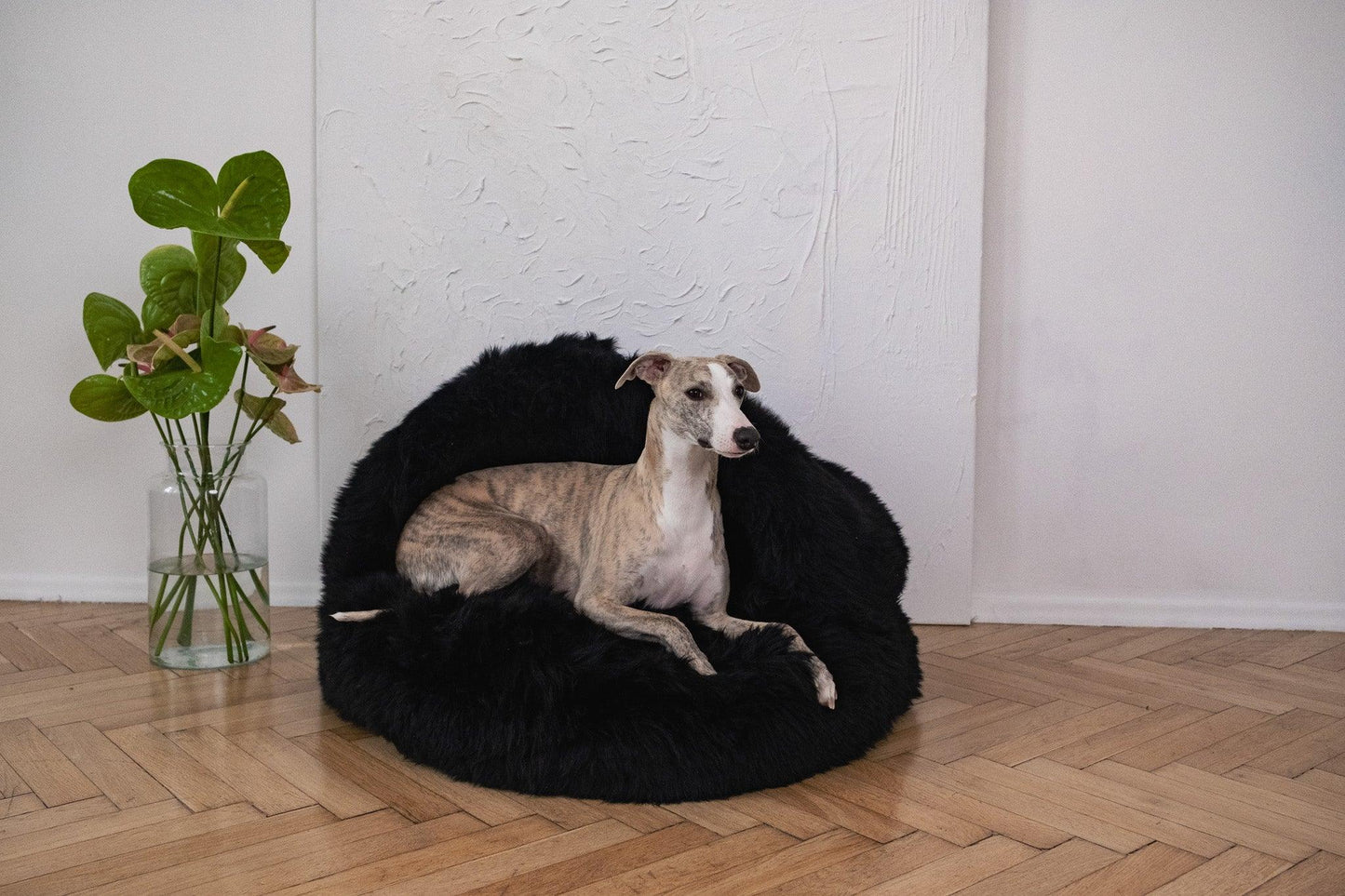 Natural Sheepskin Pet Cave - Black-2