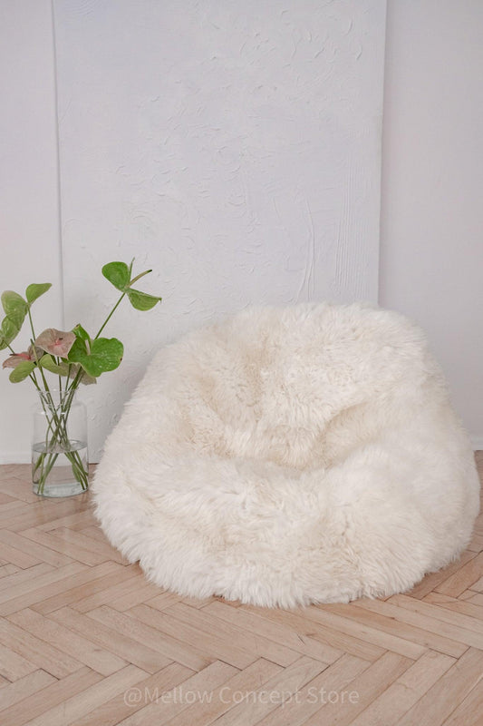 Natural Sheepskin Beanbag - White-0