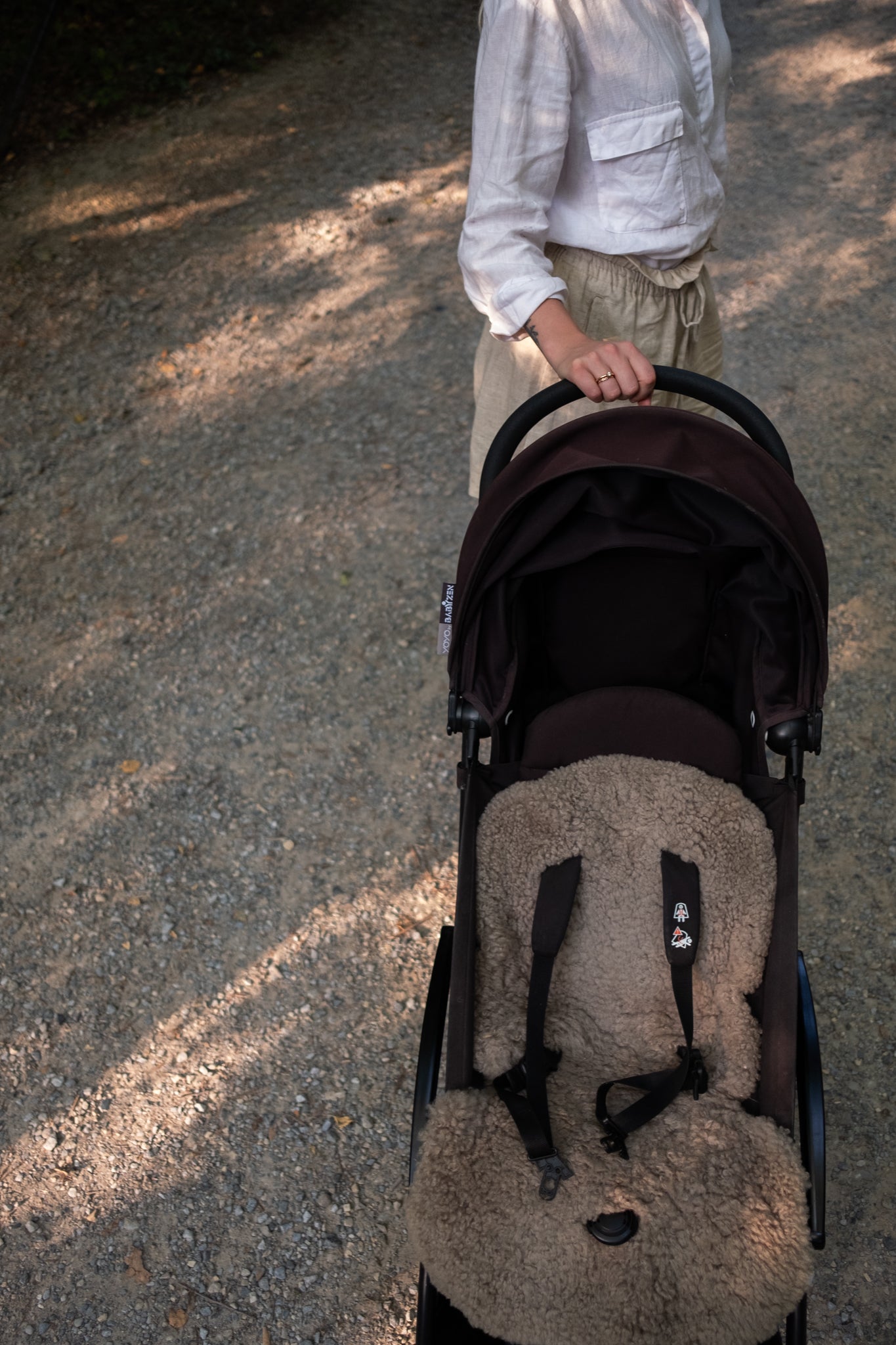 Greige Natural Sheepskin Stroller Liner-4