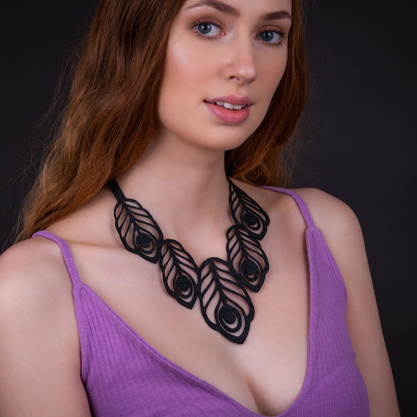 Peacock Feather Necklace-0