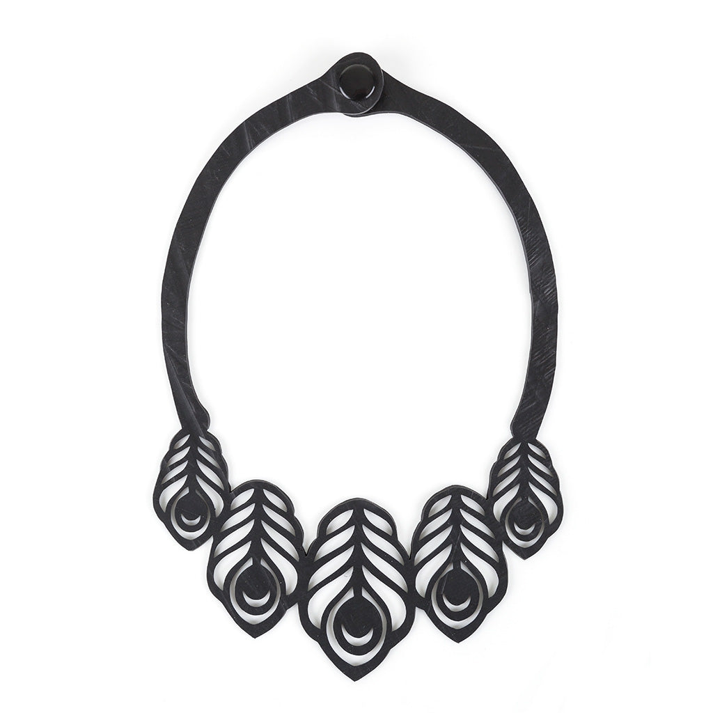 Small Peacock Feather Necklace-3