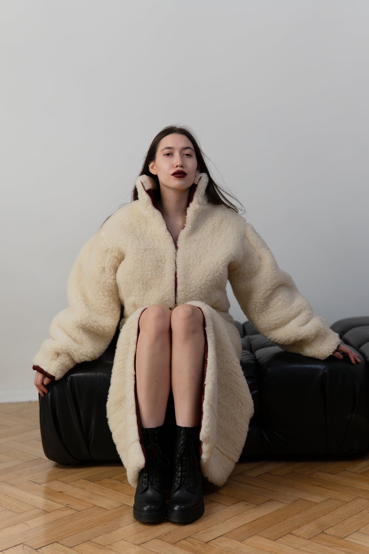 Woolen Women's Short Jacket - White-0