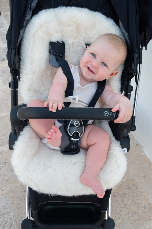 Ivory Natural Sheepskin Stroller Liner-0