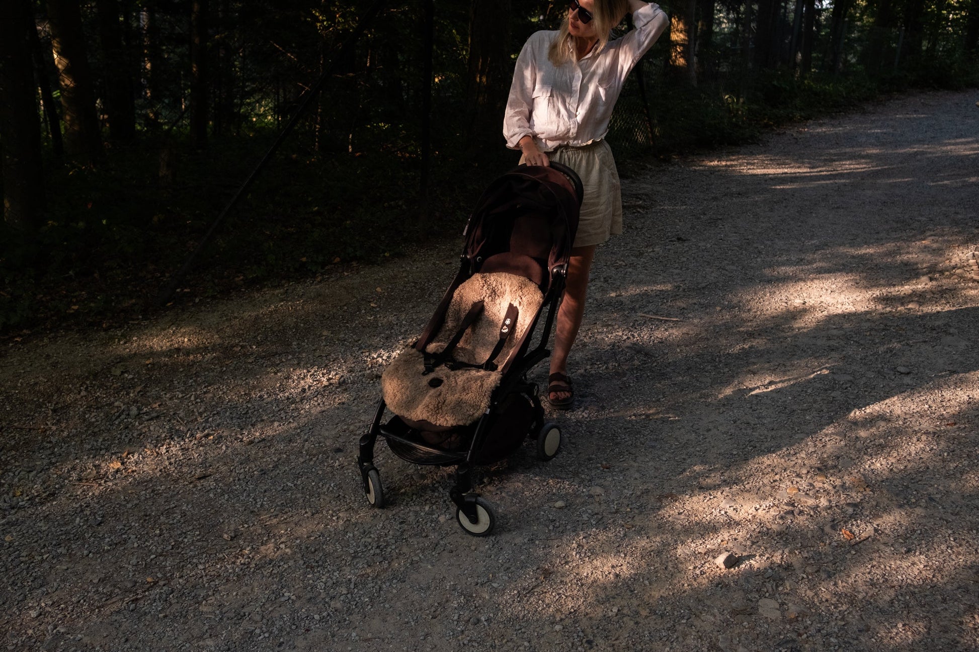 Greige Natural Sheepskin Stroller Liner-3