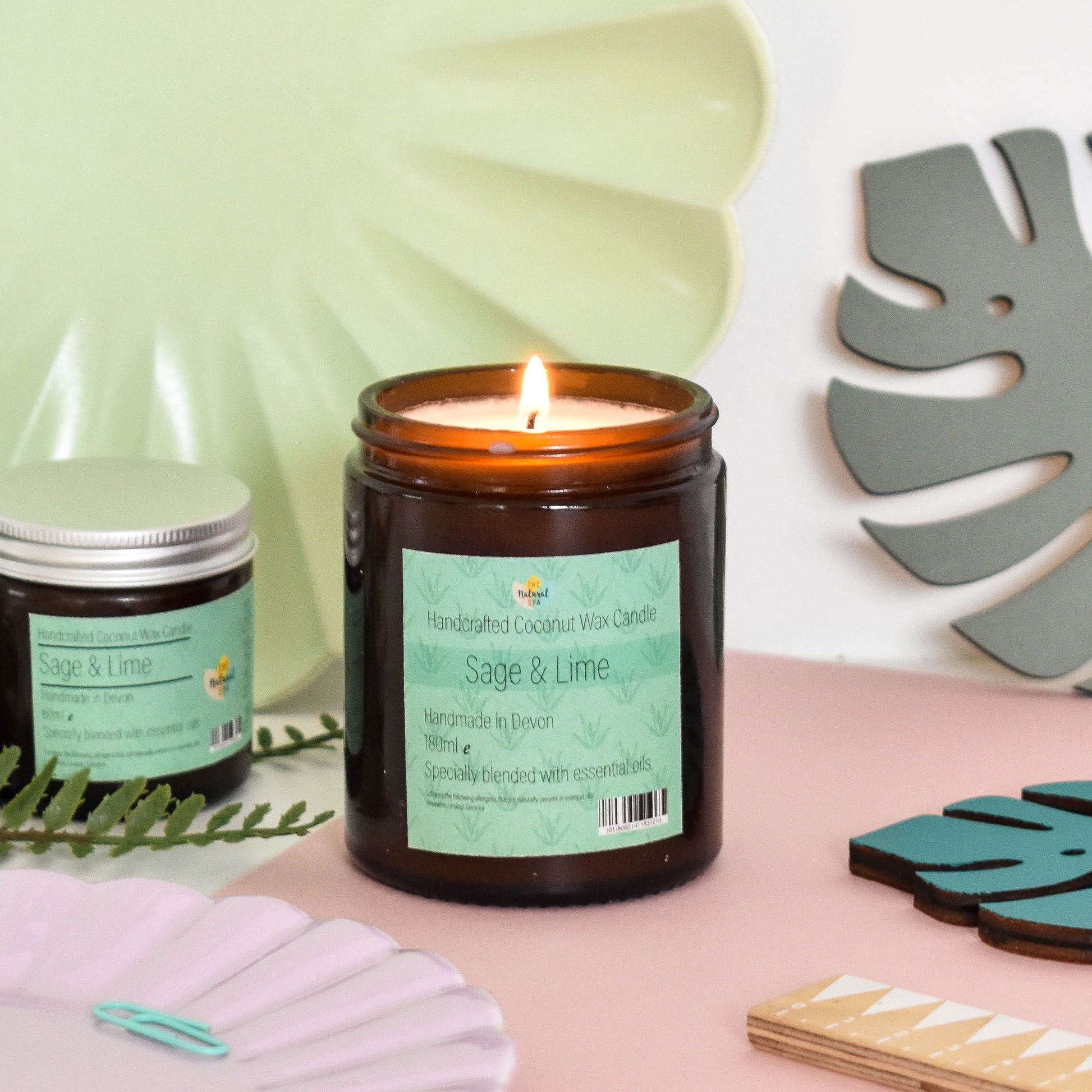 Sage & Lime hand poured coconut wax candle - 2 size options-0