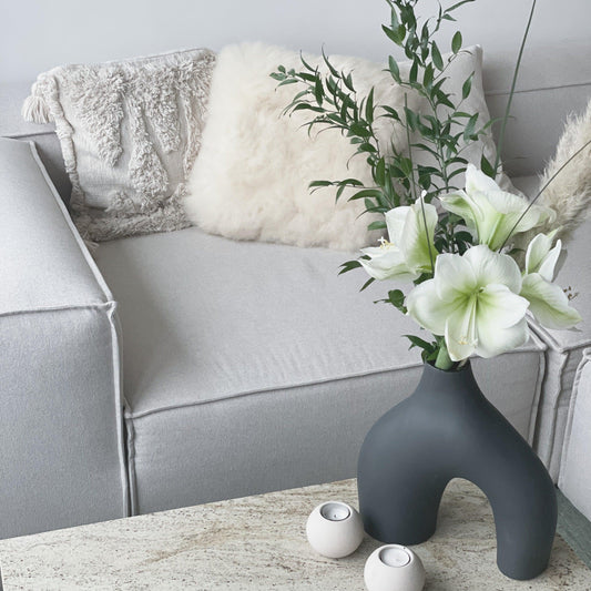 Square Natural Sheepskin Pillow - White-1