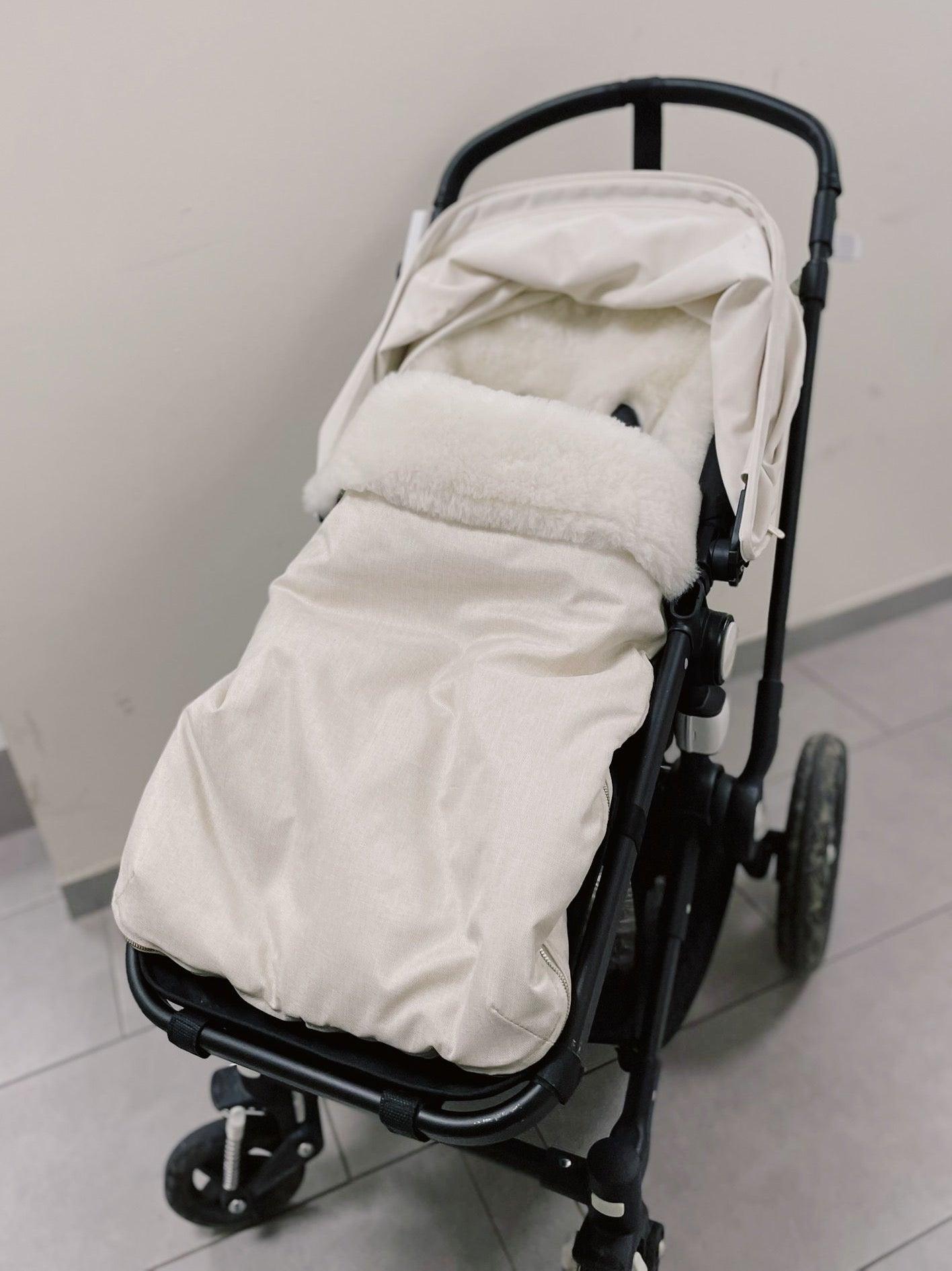 White Natural Sheepskin Stroller Sleeping Bag-2