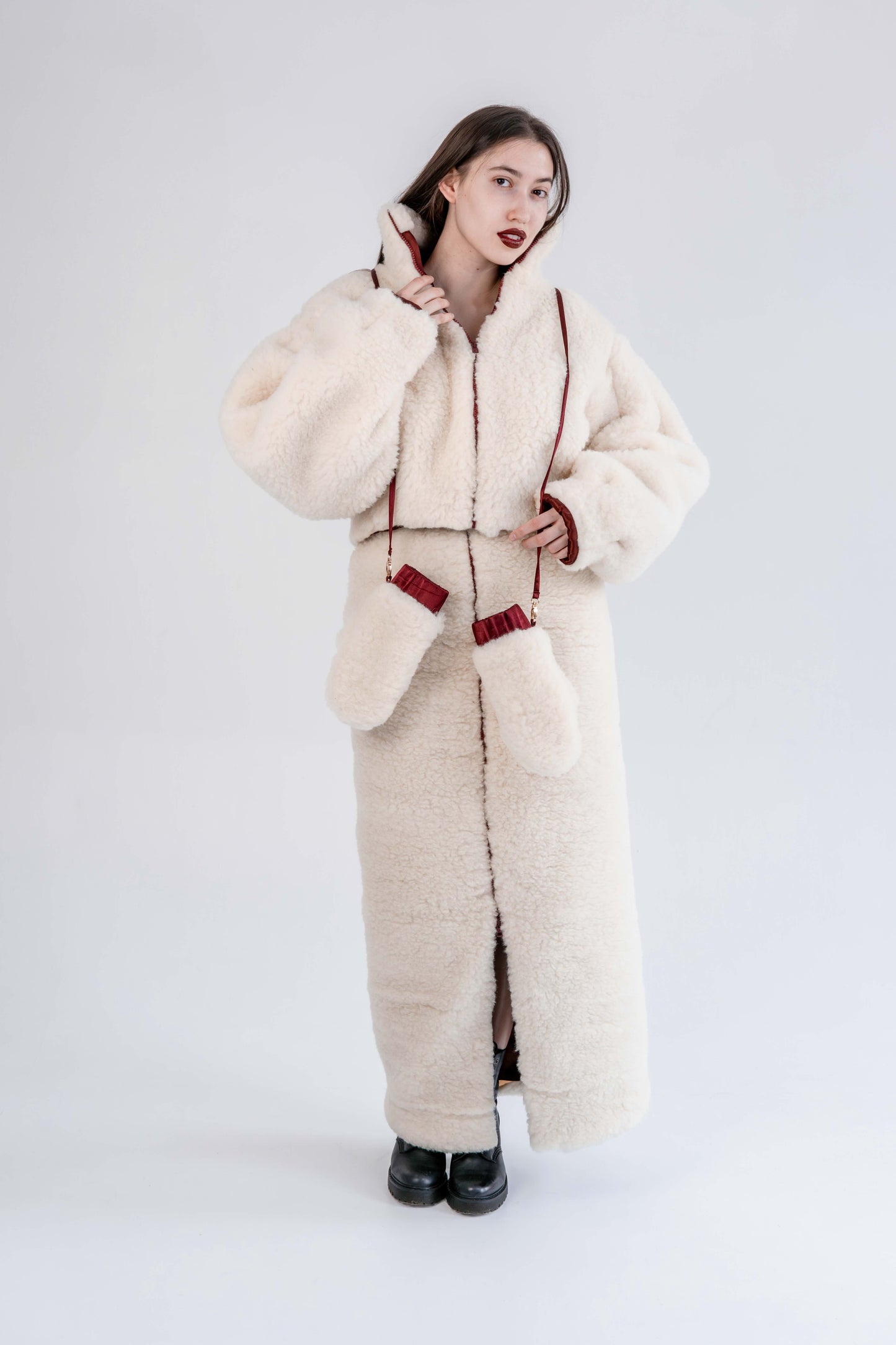 Woolen Women's Short Jacket - White-2