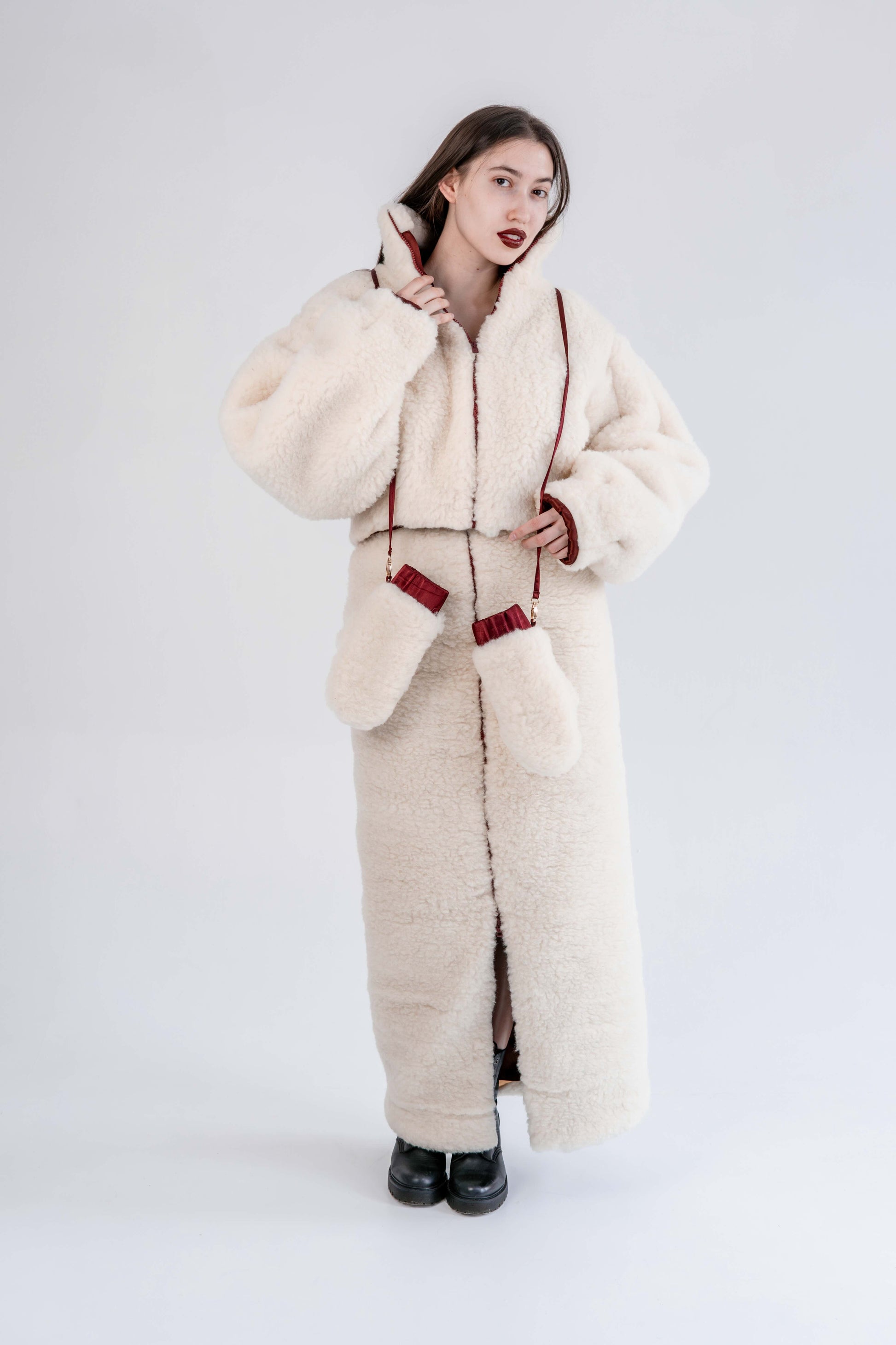 Woolen Women's Short Jacket - White-2