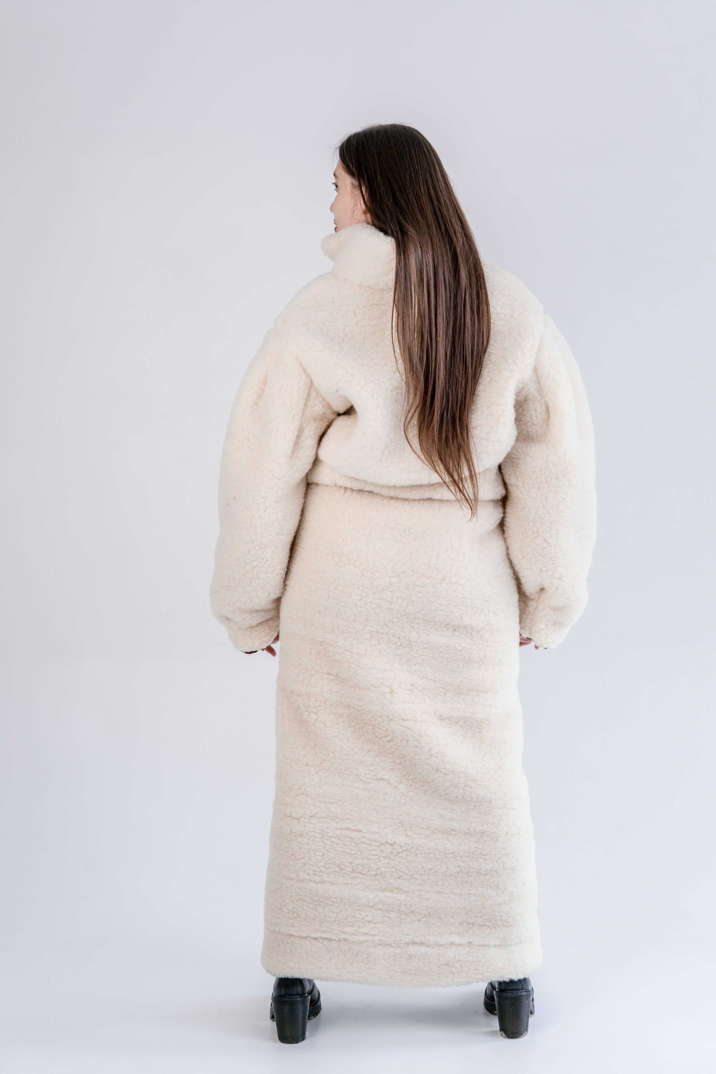 Woolen Women's Short Jacket - White-3