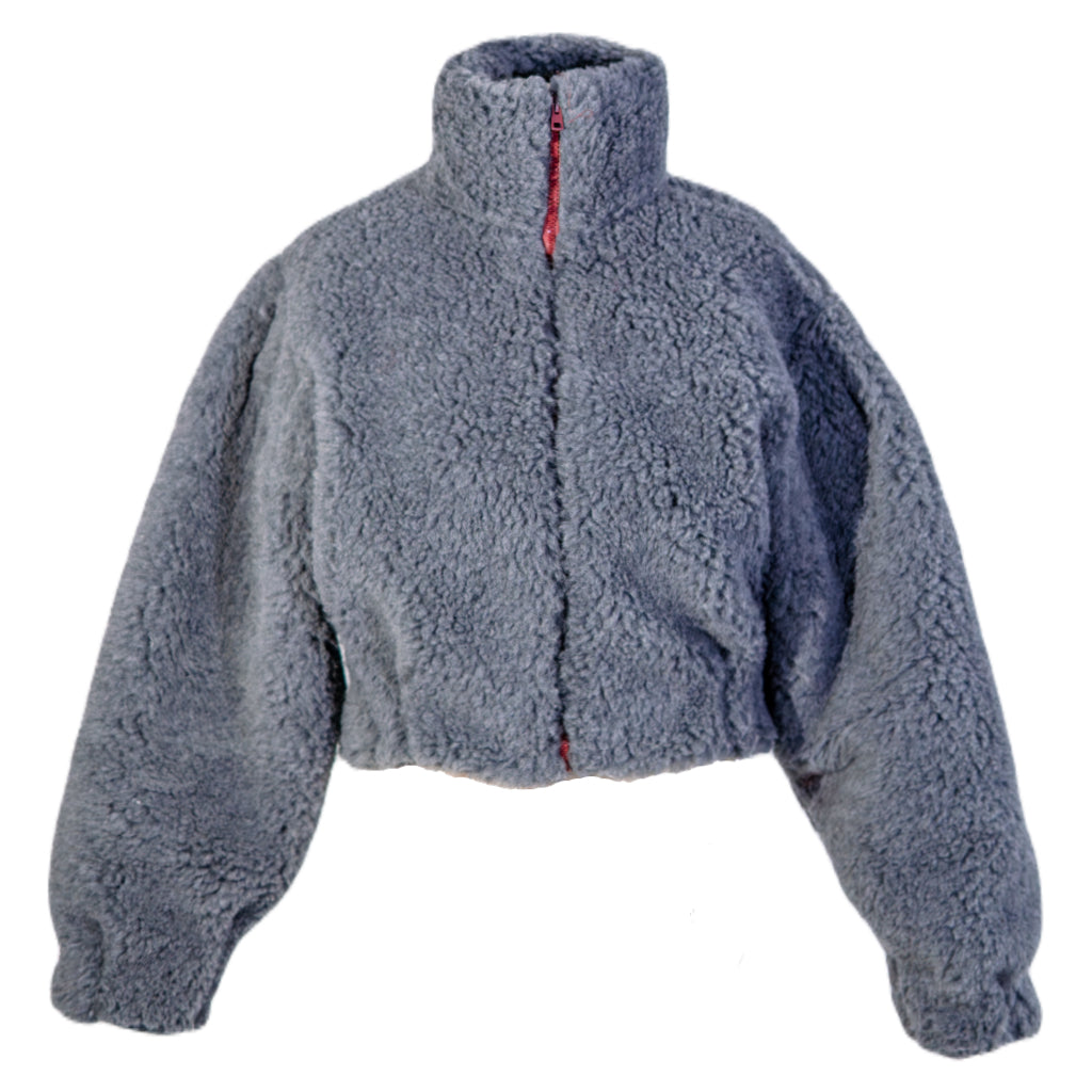 Woolen Women's Short Jacket - Dark Grey-4