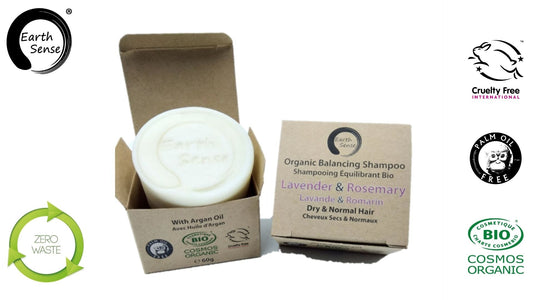 Organic Certified Balancing Solid Shampoo - Lavender & Rosemary - Dry & all Hair Types 60g-0