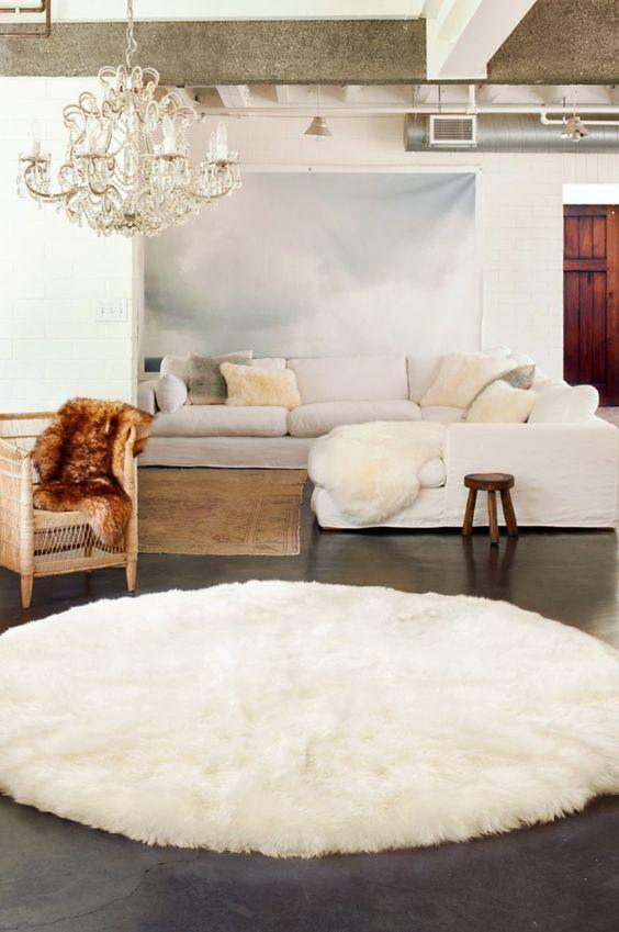 Natural Sheepskin Ivory Carpet - Round-2