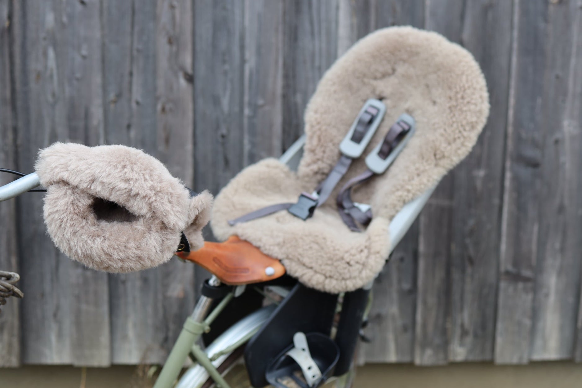 Greige Natural Sheepskin Car Seat / Stroller Liner-2