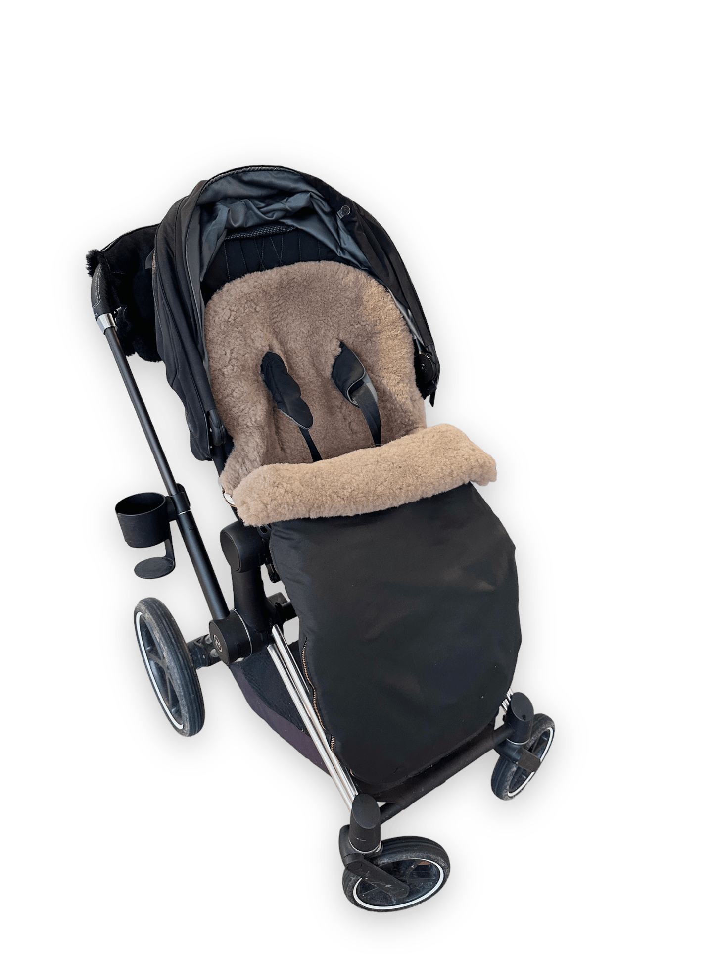 Black Natural Sheepskin Stroller Sleeping Bag-1